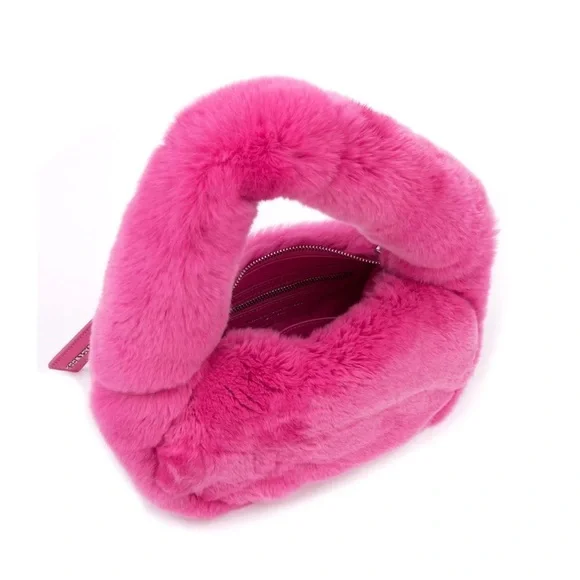 Brandon Blackwood Parker Shoulder Bag in Hot Pink Rex Rabbit Fur - Picture 5 of 13